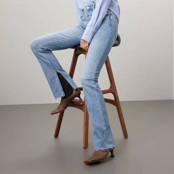 Pistola Straight Split Hem Jeans SIZE 25 High Rise Distress Denim Designer $168 - Picture 4 of 11